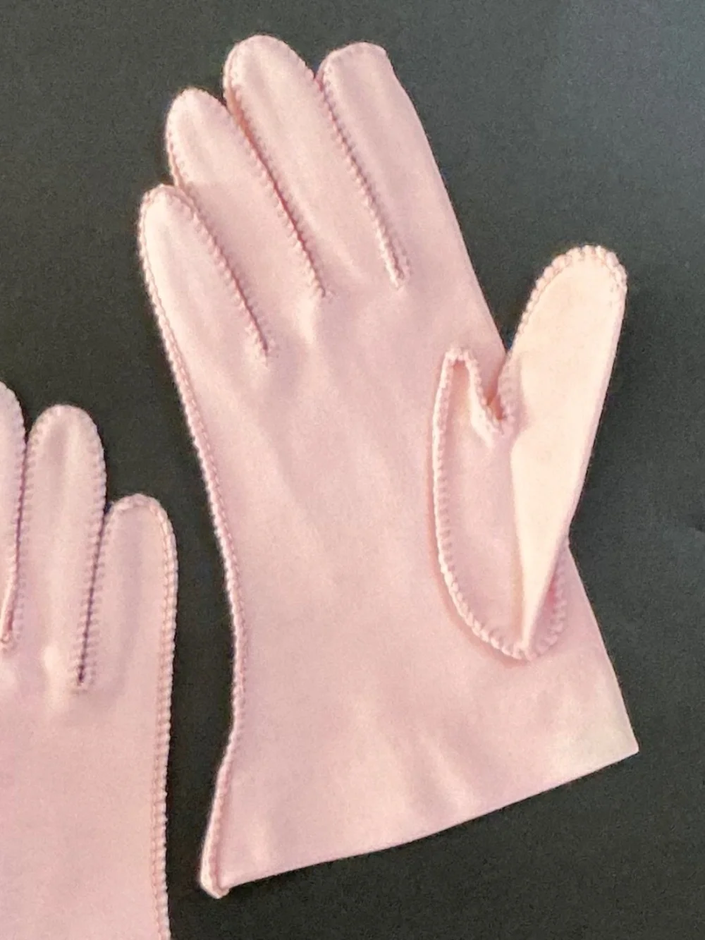 VTG 1950s Shalimar Pink Cotton Dress Gloves Shorties Double Knit Size 6.5